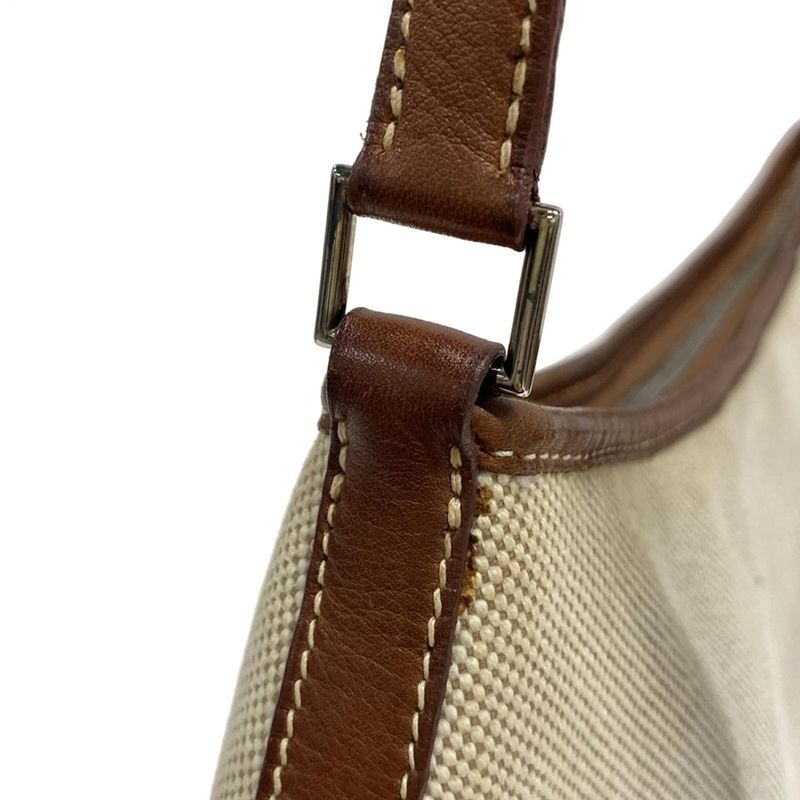 Hermes Berline MM Ivory and Brown Silver Hardware Leather