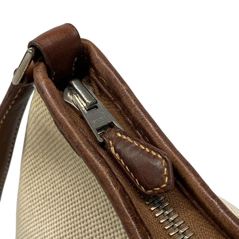 Hermes Berline MM Ivory and Brown Silver Hardware Leather