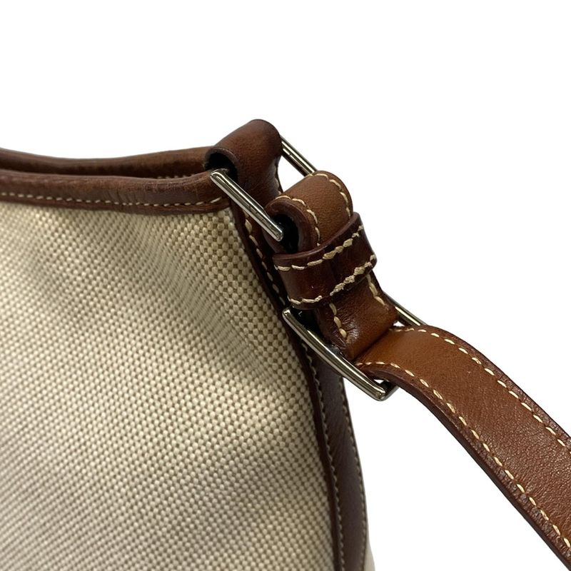 Hermes Berline MM Ivory and Brown Silver Hardware Leather