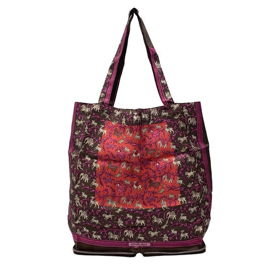 Hermes Tote Bag Excellent Condition Silky Pop Bordeaux Silver Hardware Foldable