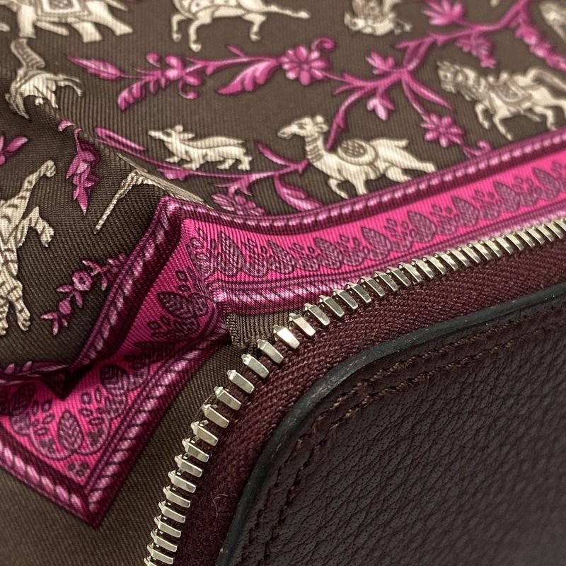 Hermes Tote Bag Excellent Condition Silky Pop Bordeaux Silver Hardware Foldable