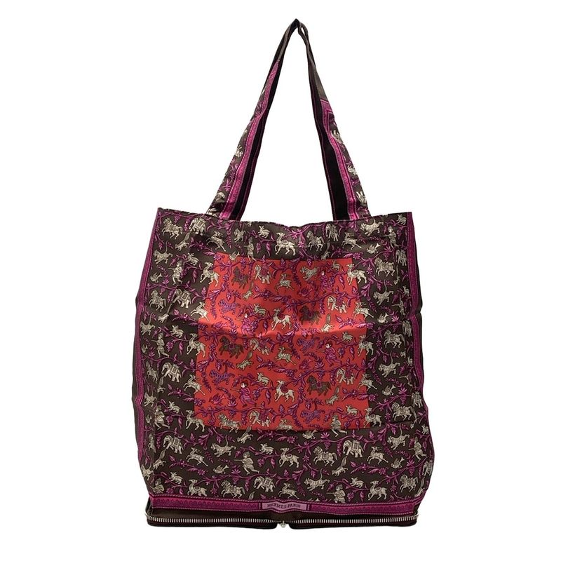 Hermes Tote Bag Excellent Condition Silky Pop Bordeaux Silver Hardware Foldable