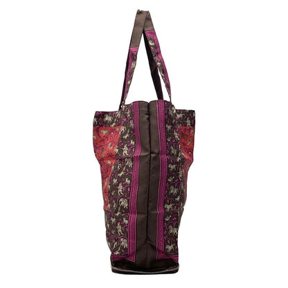 Hermes Tote Bag Excellent Condition Silky Pop Bordeaux Silver Hardware Foldable