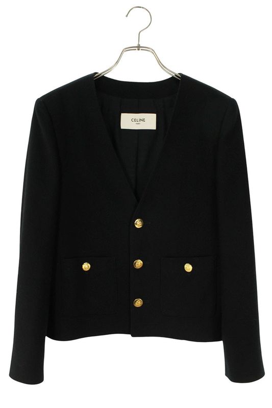 Celine 25ss 2v43t311t.38no Cashmere Flannel Chass Eur Collarless Jacket Women 34