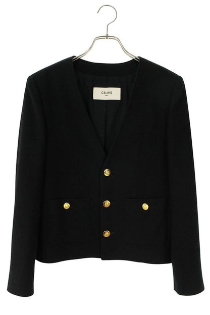 Celine 25ss 2v43t311t.38no Cashmere Flannel Chass Eur Collarless Jacket Women 34