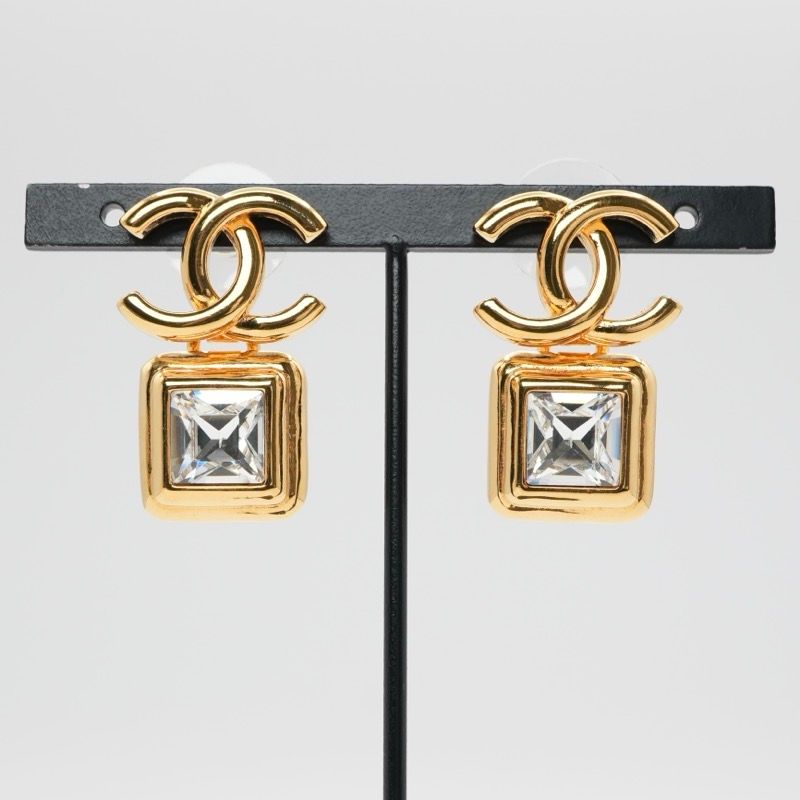 Chanel Earrings Earring Gold Coco Mark Bijou