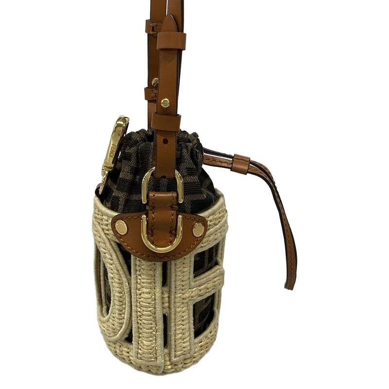 Fendi Shoulder Bag Excellent Condition Step Out Nano 7as189 Ivory X Khaki X