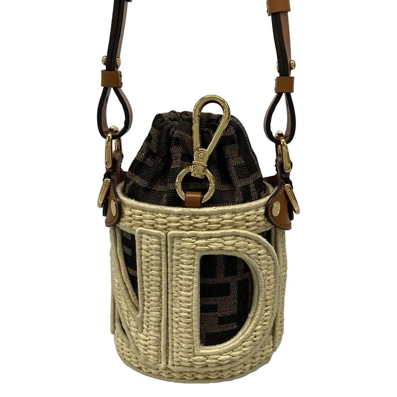 Fendi Shoulder Bag Excellent Condition Step Out Nano 7as189 Ivory X Khaki X