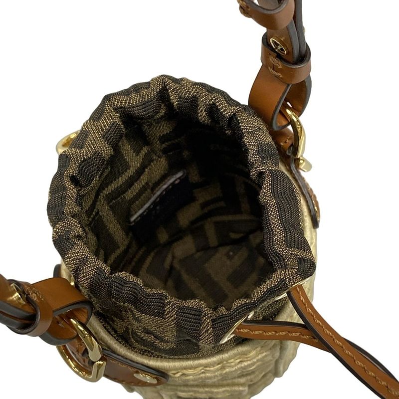 Fendi Shoulder Bag Excellent Condition Step Out Nano 7as189 Ivory X Khaki X