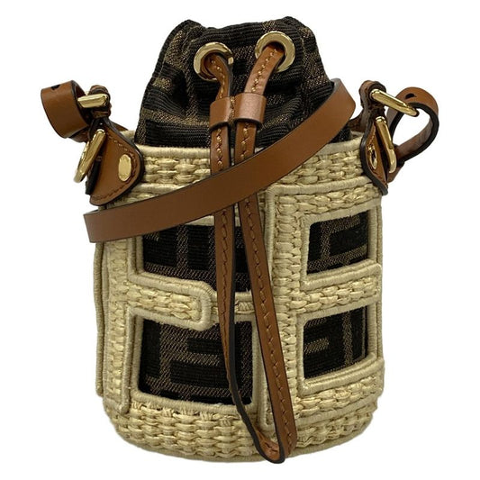 Fendi Shoulder Bag Excellent Condition Step Out Nano 7as189 Ivory X Khaki X