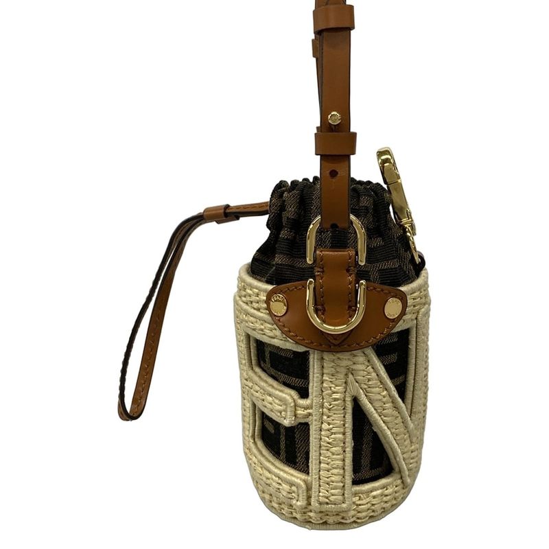 Fendi Shoulder Bag Excellent Condition Step Out Nano 7as189 Ivory X Khaki X