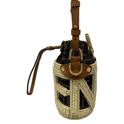 Fendi Shoulder Bag Excellent Condition Step Out Nano 7as189 Ivory X Khaki X