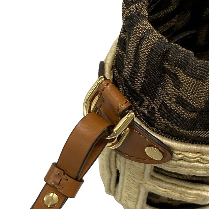 Fendi Shoulder Bag Excellent Condition Step Out Nano 7as189 Ivory X Khaki X