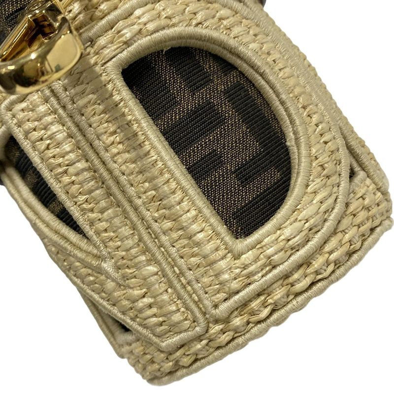 Fendi Shoulder Bag Excellent Condition Step Out Nano 7as189 Ivory X Khaki X