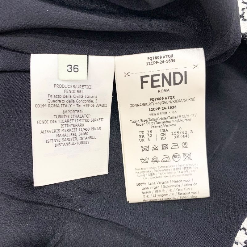 Fendi Bottoms White Black Model Check Mini Skirt