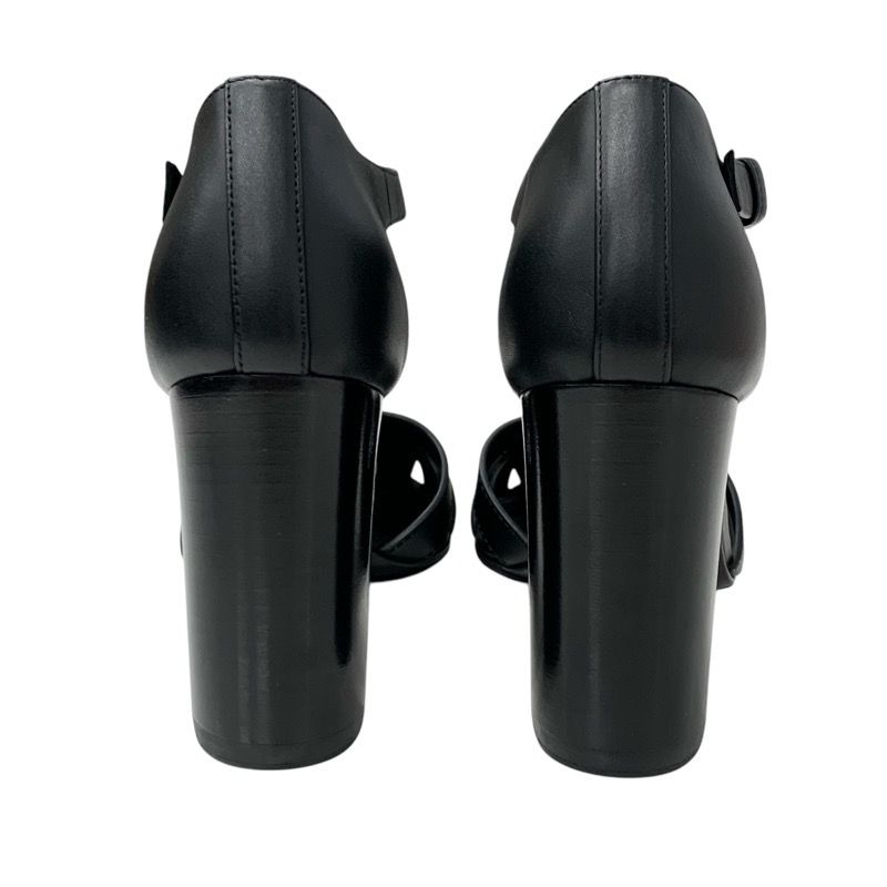 Hermes Idealista Sandals Shoes Leather Black Unused Strap Mosaic Motif