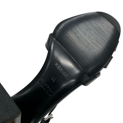 Hermes Idealista Sandals Shoes Leather Black Unused Strap Mosaic Motif