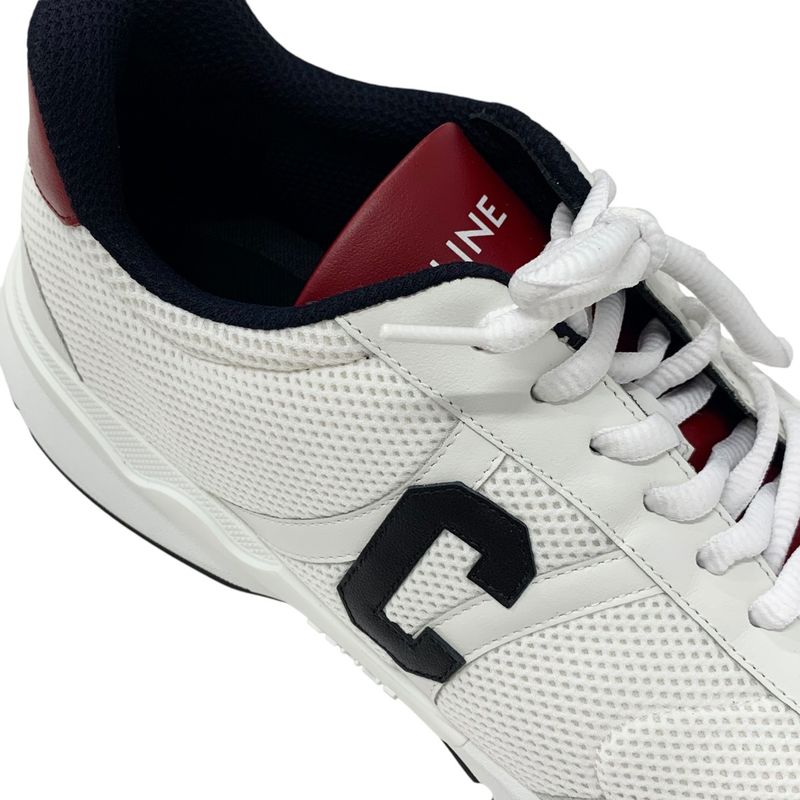 Celine Cr-02 Sneakers Shoes Mesh Leather Suede White Red Unused Triomphe Logo