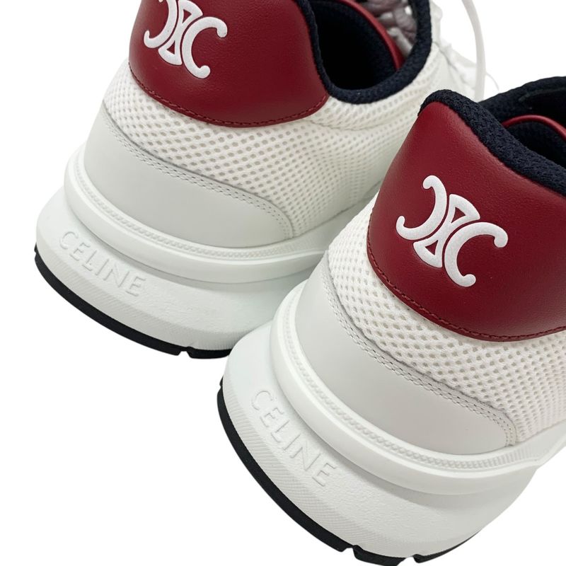 Celine Cr-02 Sneakers Shoes Mesh Leather Suede White Red Unused Triomphe Logo