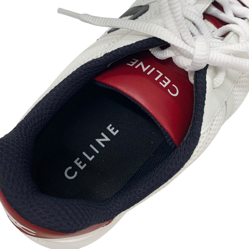Celine Cr-02 Sneakers Shoes Mesh Leather Suede White Red Unused Triomphe Logo