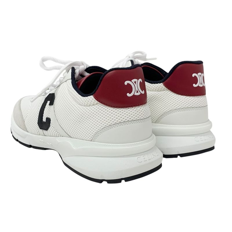 Celine Cr-02 Sneakers Shoes Mesh Leather Suede White Red Unused Triomphe Logo