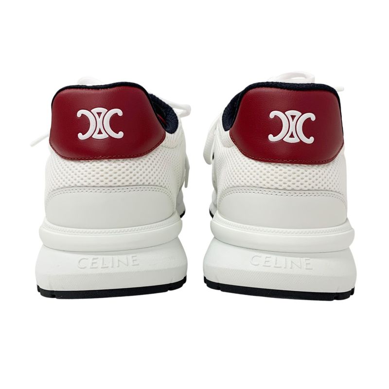 Celine Cr-02 Sneakers Shoes Mesh Leather Suede White Red Unused Triomphe Logo