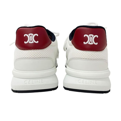 Celine Cr-02 Sneakers Shoes Mesh Leather Suede White Red Unused Triomphe Logo