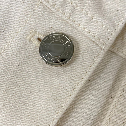 Hermes G-Jun Size 36 S Women's - Ivory Long Sleeves 20ss Serie Button Spring