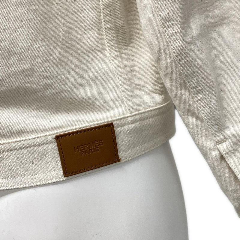 Hermes G-Jun Size 36 S Women's - Ivory Long Sleeves 20ss Serie Button Spring