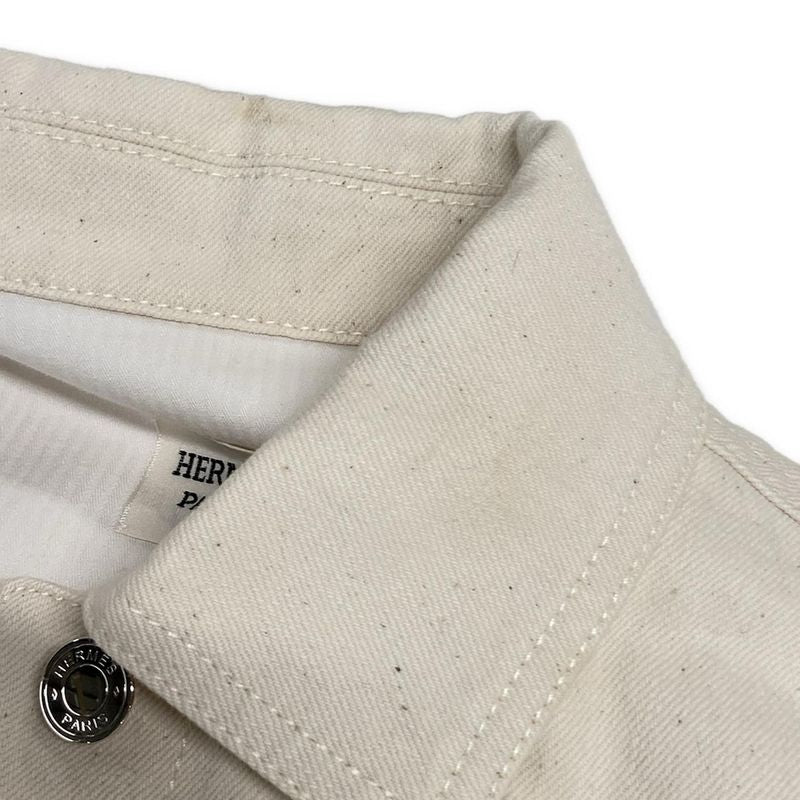Hermes G-Jun Size 36 S Women's - Ivory Long Sleeves 20ss Serie Button Spring