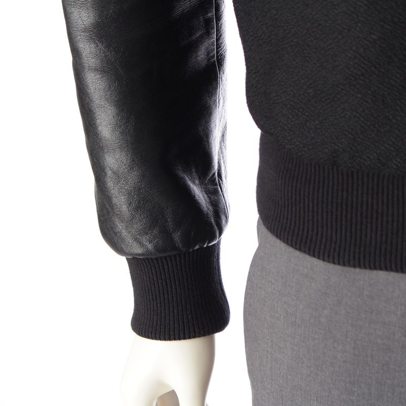 Celine Wool Eddy Period Leather Sleeve Teddy Stajan Outerwear Jacket 2v034409b