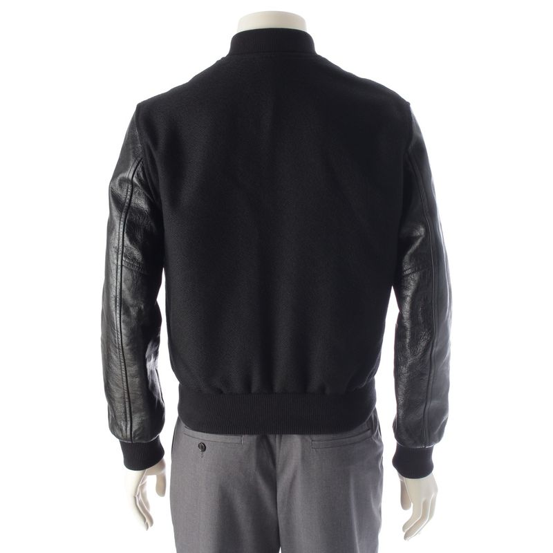 Celine Wool Eddy Period Leather Sleeve Teddy Stajan Outerwear Jacket 2v034409b