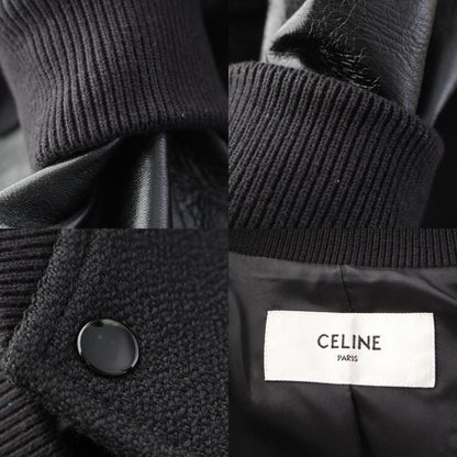 Celine Wool Eddy Period Leather Sleeve Teddy Stajan Outerwear Jacket 2v034409b