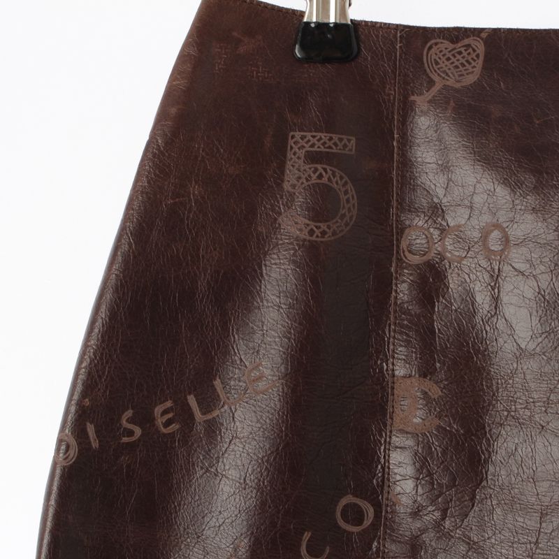 Chanel 03p Calfskin Icon Carved Skirt P20754 Brown 34