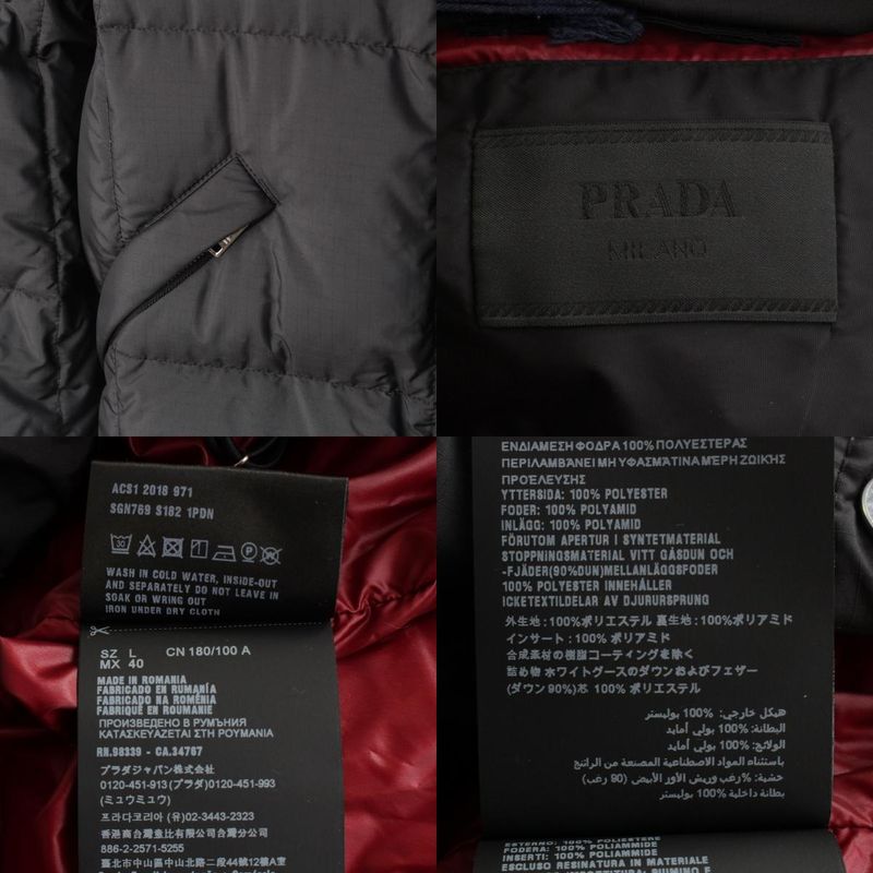 Prada 18 Down Jacket Outerwear Black Red L