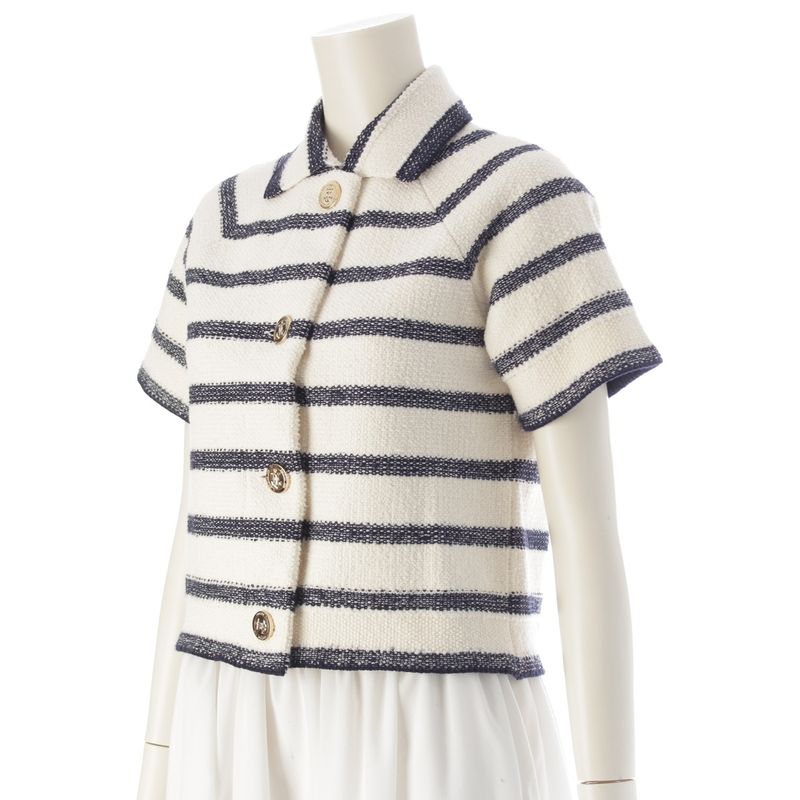 Christian Dior Cotton Wool Logo D-Stripe Jacquard Short Sleeve Outerwear
