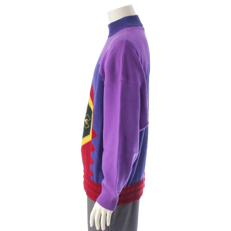 Gianni Versace All Over Patterned Mock Neck Knit Sweater Multicolor 52