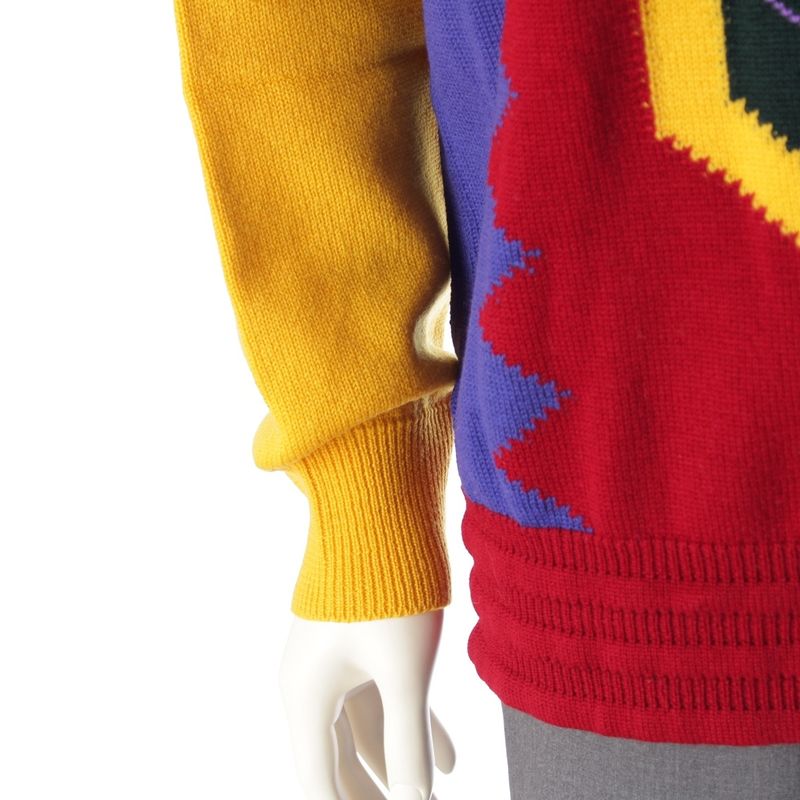 Gianni Versace All Over Patterned Mock Neck Knit Sweater Multicolor 52