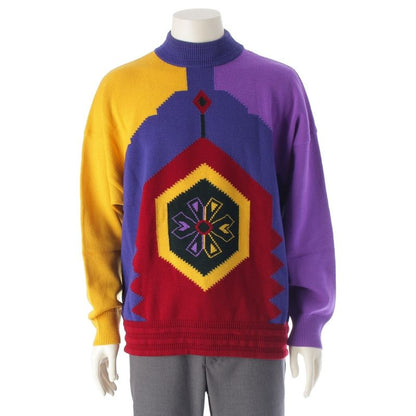 Gianni Versace All Over Patterned Mock Neck Knit Sweater Multicolor 52