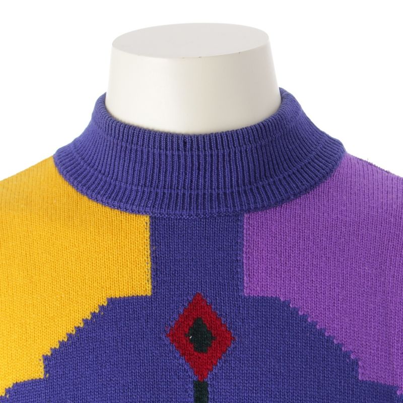 Gianni Versace All Over Patterned Mock Neck Knit Sweater Multicolor 52