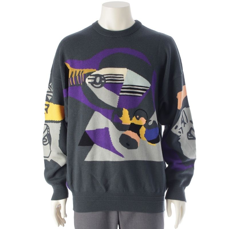 Gianni Versace Cotton All-Over Knit Sweater Multicolor 52