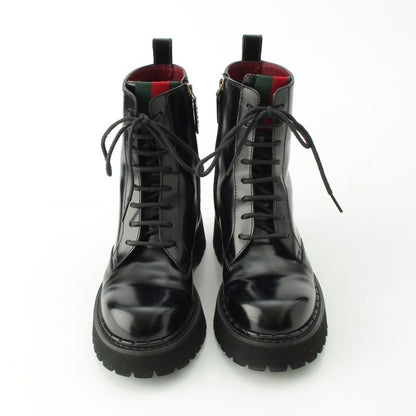 Gucci Sherry Line Leather Side Web Ankle Boots 794394 Black 39 1 2