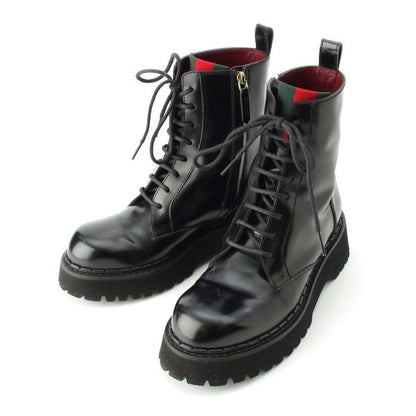 Gucci Sherry Line Leather Side Web Ankle Boots 794394 Black 39 1 2