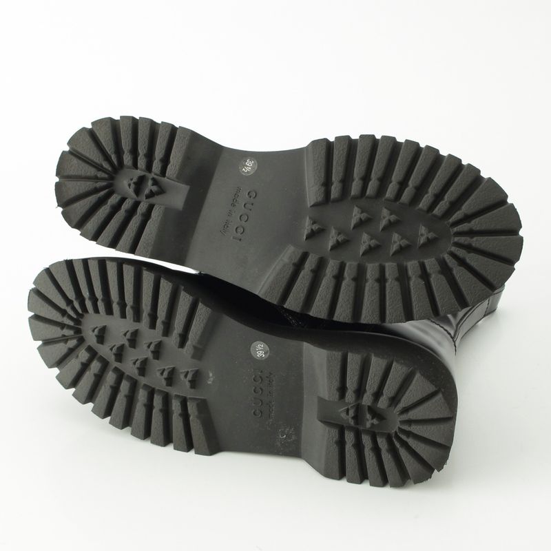 Gucci Sherry Line Leather Side Web Ankle Boots 794394 Black 39 1 2