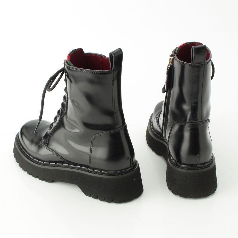 Gucci Sherry Line Leather Side Web Ankle Boots 794394 Black 39 1 2