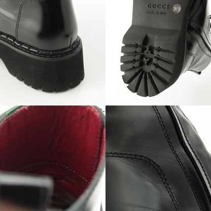 Gucci Sherry Line Leather Side Web Ankle Boots 794394 Black 39 1 2