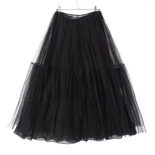 Christian Dior Polyamide Silk Mesh Tulle Long Skirt Bottoms 111j58a8648 Black 40