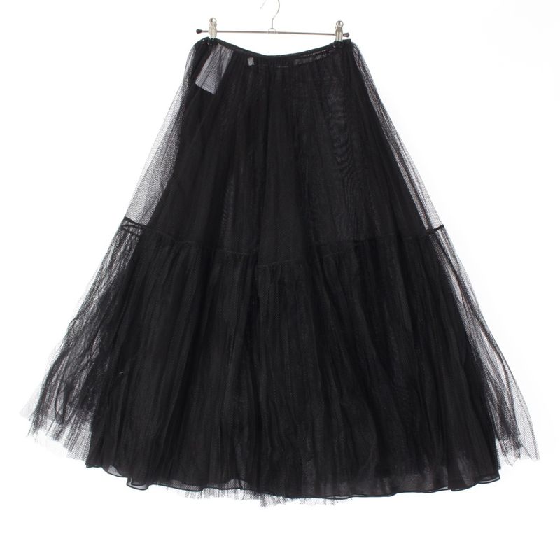 Christian Dior Polyamide Silk Mesh Tulle Long Skirt Bottoms 111j58a8648 Black 40