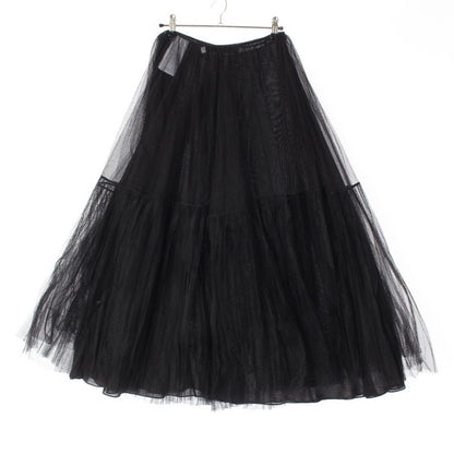 Christian Dior Polyamide Silk Mesh Tulle Long Skirt Bottoms 111j58a8648 Black 40