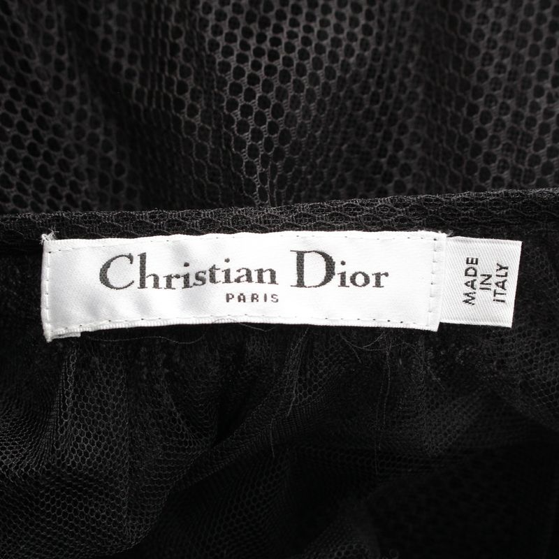 Christian Dior Polyamide Silk Mesh Tulle Long Skirt Bottoms 111j58a8648 Black 40
